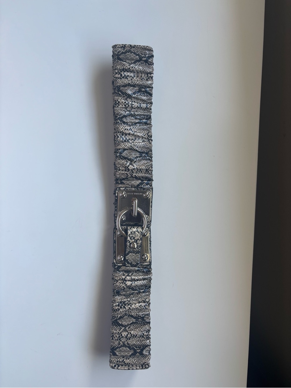 Micheal kors snake print stretch belt with silver hardware